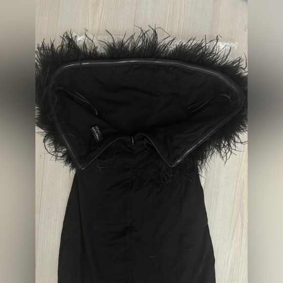 Naked Wardrobe Fine Feather Trim Strapless Minidress XS - Picture 8 of 13